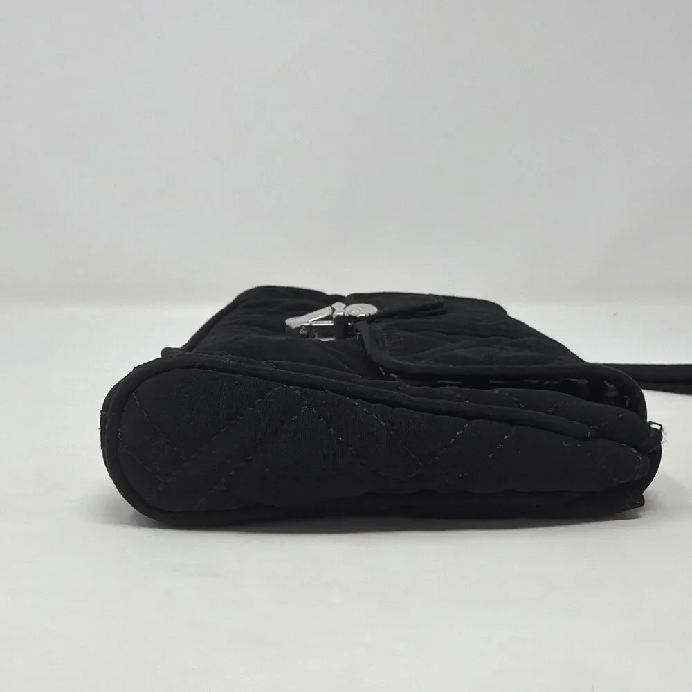 Vera Bradley Black Quilted Turn Lock Wristlet Wallet Clutch Handbag